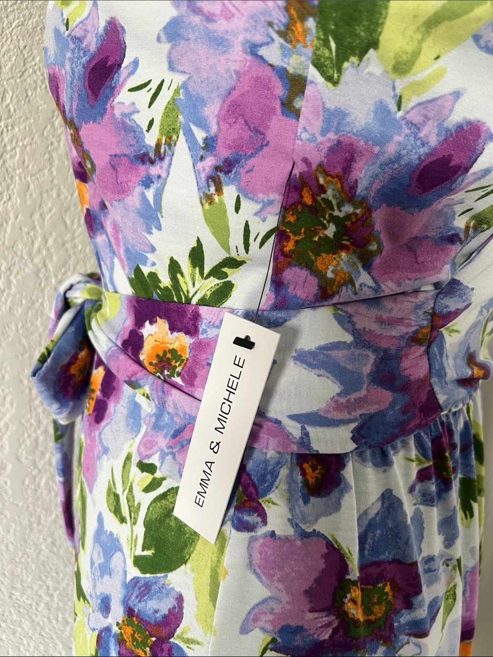 Emma & Michele Lavender and Green Floral Sleeveless Maxi Dress - Picture 4 of 11